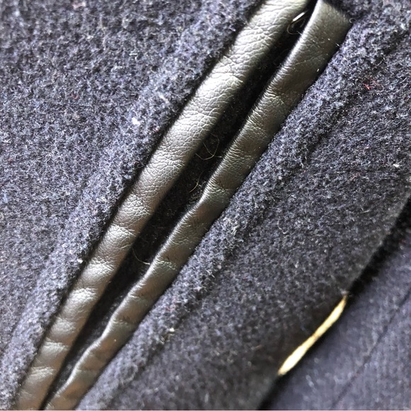 Topshop Wool Blend Navy Double Breasted Short Peacoat 2 - Picture 4 of 8